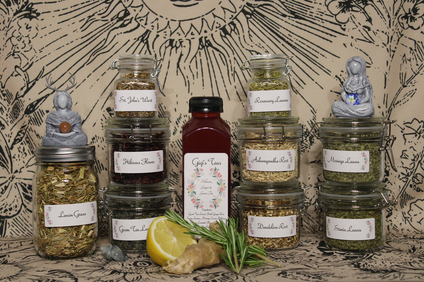 Unsweetened GiGi's Green Tea, Hibiscus & Ginger Iced Tea - 16oz
