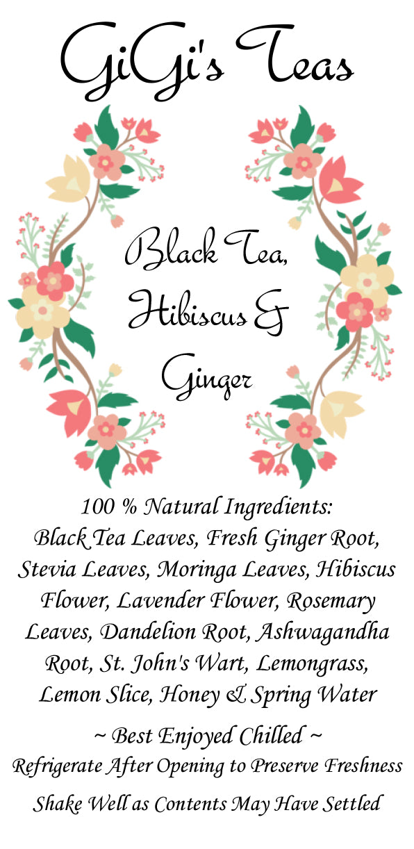 GiGi's Black Tea, Hibiscus & Ginger Iced Tea - 16oz
