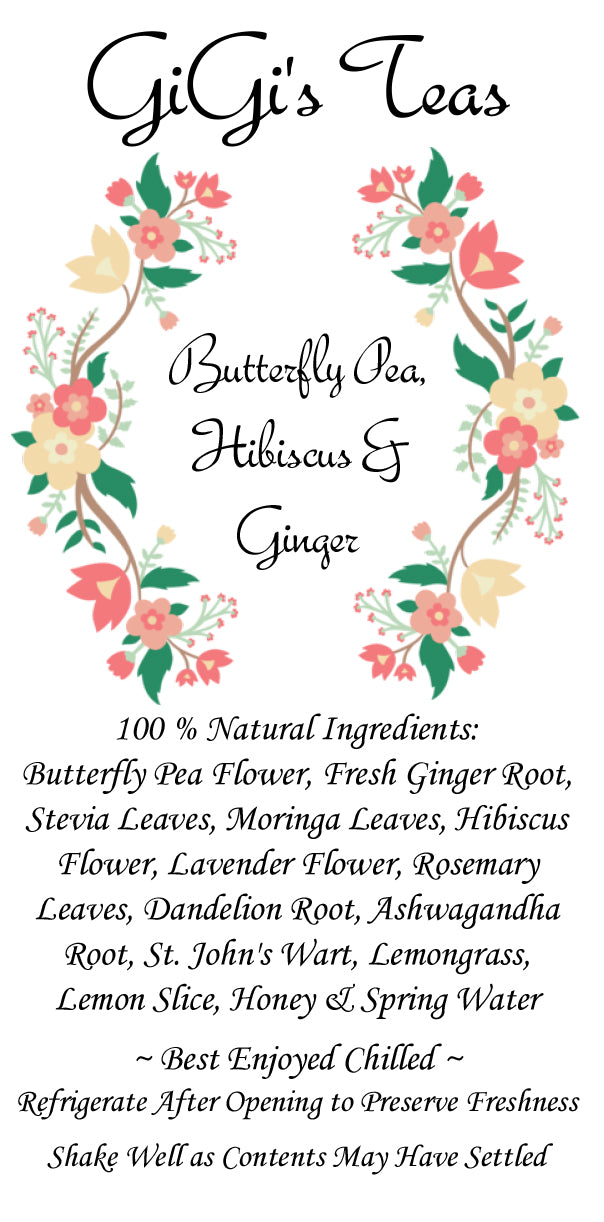 GiGi's Butterfly Pea, Hibiscus & Ginger Iced Tea - 16oz