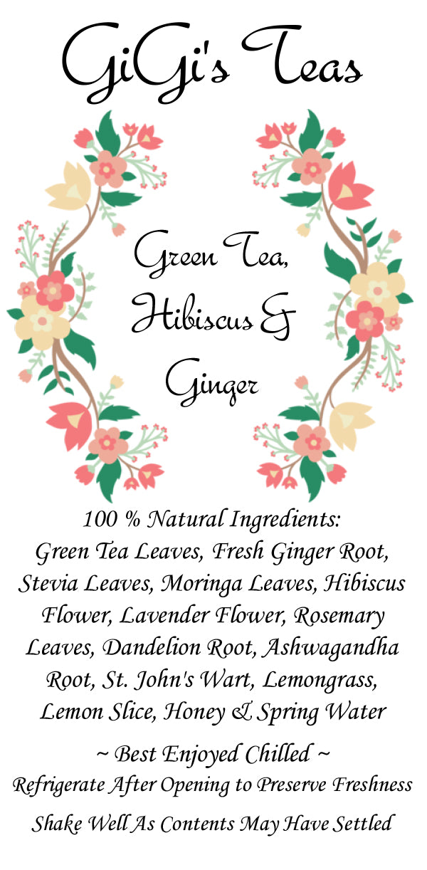 GiGi's Green Tea, Hibiscus & Ginger Iced Tea - 16oz