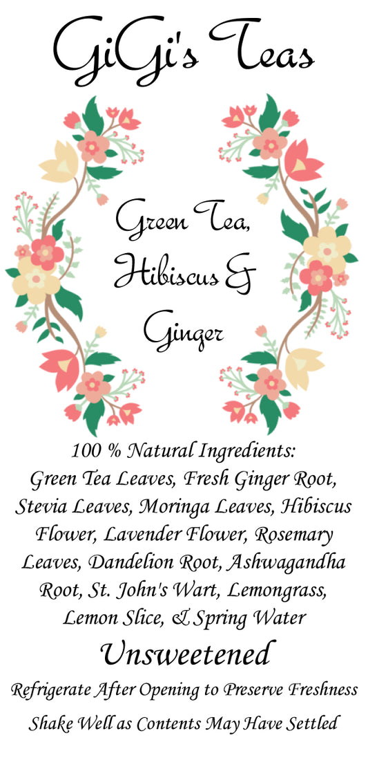 Unsweetened GiGi's Green Tea, Hibiscus & Ginger Iced Tea - 16oz